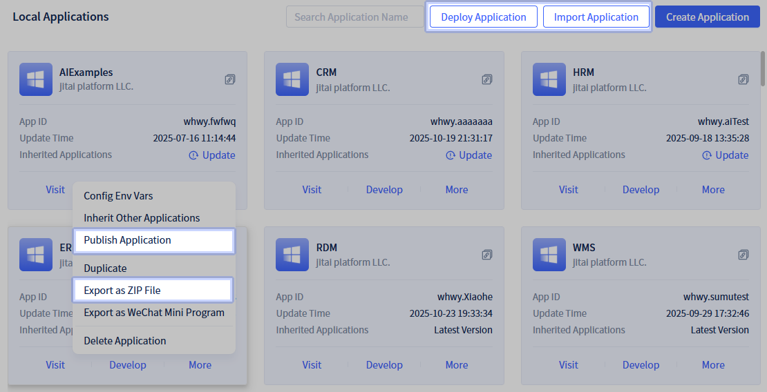 Multiple Application Deployment Methods